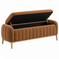 Polsterbank 150 cm brauner Stoff mit Stauraum im Retro-Stil