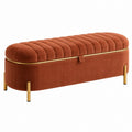 Sitzbank mit Stauraum 120 x 45 x 48 cm Samt Rostrot Gold Metallbeine