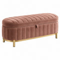 Sitzbank mit Stauraum 120 x 45 x 45 cm Samt Rosa Gold gerippt