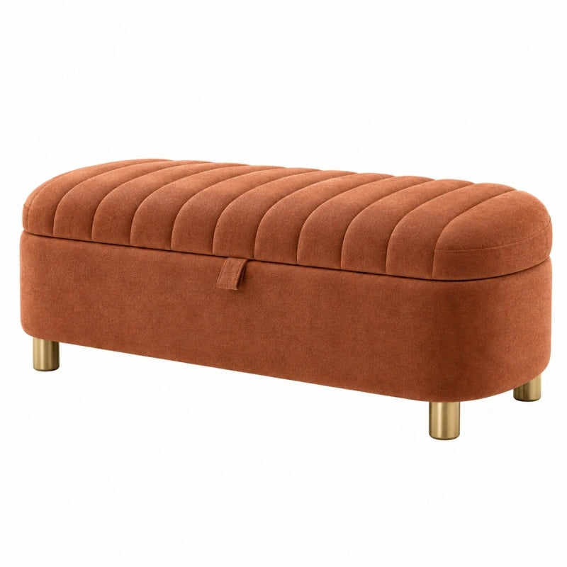 Sitzbank mit Stauraum 100 x 40 x 45 cm Samt Terrakotta mit Metallfüßen