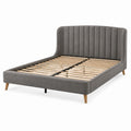 Polsterbett 160 x 200 cm Grau Stoff mit Lattenrost - modernes Doppelbett