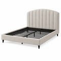 Polsterbett 160 x 200 cm in Beige mit Metalllattenrost und vertikal gestepptem Kopfteil