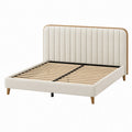 Polsterbett 160 x 200 cm Creme mit Holzgestell und Lattenrost - skandinavisches Doppelbett