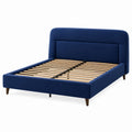 Polsterbett 160 x 200 cm dunkelblau Stoff mit Lattenrost modern