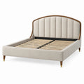 Polsterbett 160 x 200 cm Beige Holz Lattenrost Gepolstertes Kopfteil