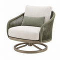 Garten-Drehsessel 78 x 78 x 82 cm mit Metallgestell in Beige und Olivgrün