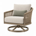 Outdoor-Drehsessel 82 x 84 x 88 cm mit Metallgestell und Seilbespannung in Beige Taupe
