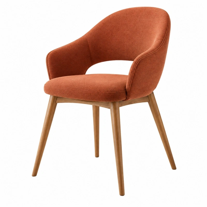 Polsterstuhl 59 x 60 x 82 cm Terrakotta Stoff Holzgestell mit Armlehnen