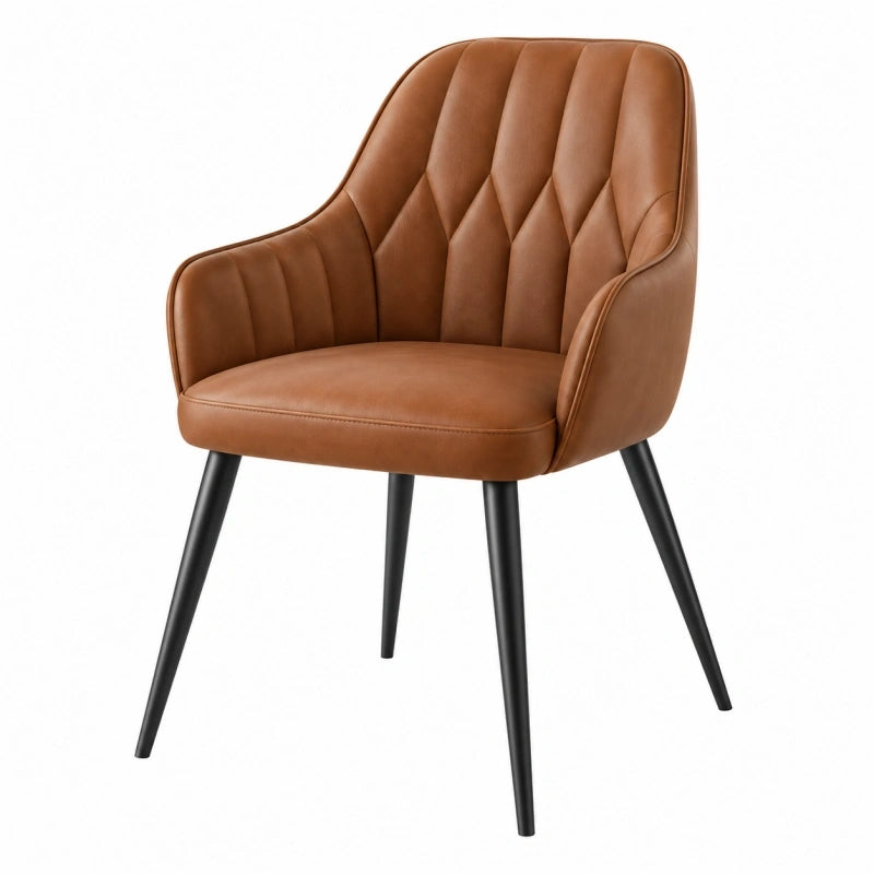 Esszimmerstuhl 60 x 60 x 82 cm Kunstleder Braun gepolstert modern mit Armlehnen