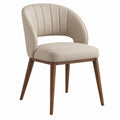 Esszimmerstuhl 58 x 58 x 80 cm Kunstleder Beige mit Holzbeinen