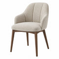 Polsterstuhl 59 x 60 x 82 cm mit Strukturstoff in Creme und Holzgestell im modernen Stil