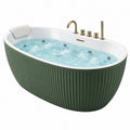 Whirlpool Badewanne 170 x 75 cm Acryl Grün Weiß Gold - freistehend mit Massagedüsen